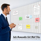 Large Cork Board for Office White Grey Felt Board Alternative-12 Pack Felt Wall Tiles for Office Wall Decor,Felt Bulletin Board Tiles,Push pin Board Wall Organizer for Office