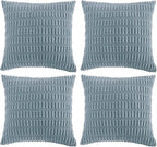 Fancy Homi 4 Packs Decorative Throw Pillow Covers for Living Room Couch Bed, Modern Farmhouse Boho Home Décor Accent Cushion Case, 20" x 20", Light Blue