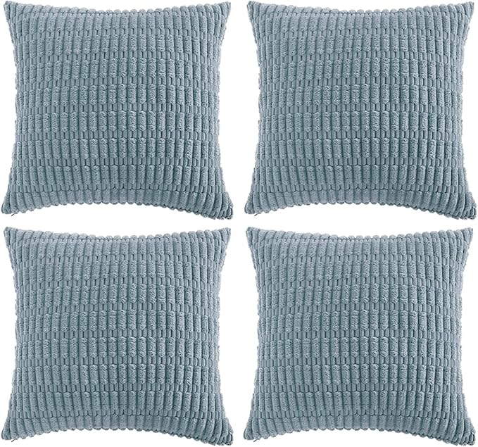 Fancy Homi 4 Packs Decorative Throw Pillow Covers for Living Room Couch Bed, Modern Farmhouse Boho Home Décor Accent Cushion Case, 22" x 22", Light Blue