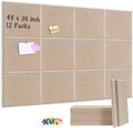 DOLLAR BOSS Large Cork Board for Wall 48" x 36" x 0.5" Bulletin Board 12 Packs Corkboard Tiles Self Adhesive Felt Wall Tiles for Office Home School, Latte