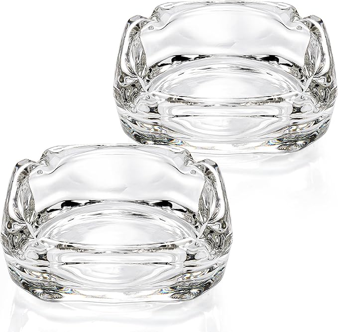 Glass Ashtray, Home Ashtrays for Cigarettes, Cigar Cool Ashtrays Cute Ashtray Square Transparent (2 Pcs)