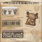Moucuny 4 Pcs Highland Cow Table Decorations Rustic Western Tiered Tray Decor Decorative Highland Cow Block Signs Western Tabletop Centerpieces Farmhouse for Home Desk Room Kitchen Shelf Decor