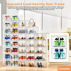 Clemate Upgraded X-Large Shoe Storage Box,8 Pack,Shoe Box Clear Plastic Stackable,Drop Front Shoe Box with Clear Door,Shoe Organizer and Shoe Containers For Sneaker Display,Fit up to US Size13