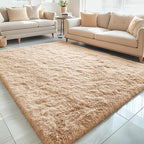 OLANLY 5x11 Machine Washable Large Area Rugs for Living Room, Bedroom, Soft Fluffy Shaggy Bedside Rug, Indoor Floor Carpet for Kids Girls and Boys, Dorms, Nursery, Home Decor Aesthetic, Beige