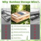 Livole 2 Pack Bamboo Under Bed Storage, 6-10 inches Height Adjustable Underbed Storage Containers, 92L XXXL Large Under Bed Storage Bins with Clear Lid & Label for Clothes, Blankets, Sweater, Shoes