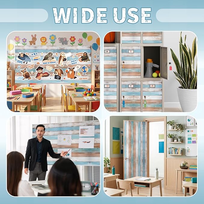 Hahafelt 1.3x39 ft Fabric Bulletin Board Roll Wood Grain Bulletin Board Non-Woven Reusable Waterproof Erasable Wrinkle Resistant Fabric Roll for Background Decor DIY Craft