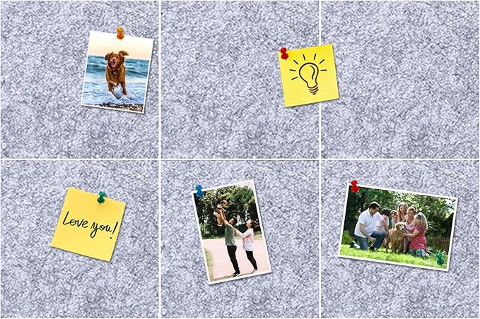 Square Felt Cork Bulletin Board Tiles, Self Adhesive DIY Felt Pin Board for Wall 30" x 20" with 35 Pushpins for Office School Home Wall Decor Stickers Memos Photos Display (Light Grey)