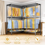 E15 Pro Garment Rack L Shaped Clothes Rack for Corner，Freestanding Clothing Racks for Hanging Clothes，Heavy Duty Closet System with 4 Hanging Rods & 8 S Hooks，48.8"W x 15.8"D x 78.4"H，Grey
