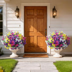 Ivydale 24 Bundles Artificial Flowers for Outdoors Faux Plants Spring Outdoor Decoration Faux Silk Morning Glory with Eucalyptus Realistic UV Resistant for Outside Porch Patio Window Garden Yard Home