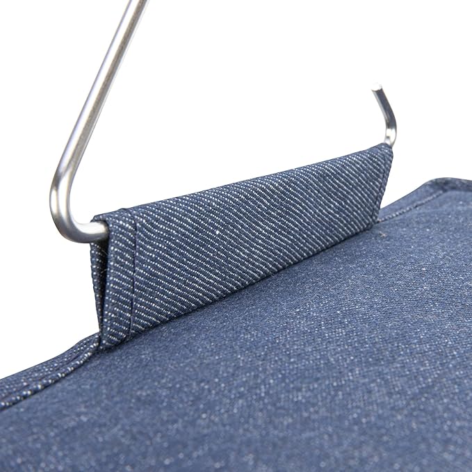 Household Essentials Hanging Narrow Cotton Blend and Plastic Closet Organizer with 10 Storage Shelves, Denim