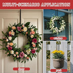15" Wreath Hangers for Front Door,4 Pack Wreath Door Hanger,Non Scratch Over The Door Hooks Halloween Christmas Easter Decorations Welcome Sign for Front Door Décor, Slim Hangers (Black-4 Pack, 15 in)