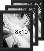 KTKDE 8x10 Picture Frame Set of 3,black Wooden frames, Vertical & Horizontal Wall Hanging for Wall or Tapletop Display,Studio Gallery Photo Frame for Photos, Posters & Art Prints