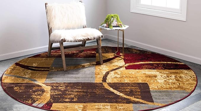 Unique Loom Barista Collection Area Rug - Kouillou (6' 1" Round, Multi/ Brown)