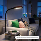 Brightech Litespan - Bright LED Floor Reading Lamp for Over Chair Crafts and Reading, Estheticians' Light for Lash Extensions, Adjustable Standing Lamp for Living Room, Bedroom, Office - Havana Brown