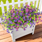 Artificial Flowers for Outdoors, 12 Bundles Multicolor Silk Fake Flower with Ferns for Spring Summer Decoration, UV Resistant Artificial Outdoor Faux Plants for Home Planter Porch Patio Yard Decor