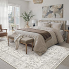 5x7 Area Rug Gray Washable Living Room Vintage Carpet Bedroom Non Slip Soft Low Pile Soft Thin Dining Room Office Accent Throw Rug