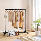 Hoctieon Z Rack, Rolling Clothes Racks with Z-Base, Heavy Duty Garment Rack, Clothing Racks for Hanging Clothes, Sturdy Metal Hanging Holder, Clothes Organizer Rack, Black