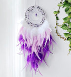 Purple Dream Catchers, Handmade Traditional Circular Net with Lucky Crystal Stones, Perfect Wall Hanging for Home Decor, Girl’s Bedroom, Art Ornament Craft Gift (Purple and Pink)