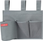 Zafit Hanging Bedside Caddy, Bedside Storage Organizer for Magazine, Phone, Remote control (4 Pockets-Grey)