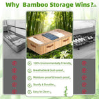 Livole Bamboo Under Bed Storage with Wheels, 6 inches Underbed Storage Containers, 56L XXL Rolling Under Bed Storage Bins with Clear Lid & Label for Clothes, Blankets, Sweater, Shoes, 1 Pack