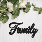 CREATCABIN Family Wood Cut Decor Laser Cut Sign Wooden Door Sign Wall Hanging Decoration Unfinished Color DIY Crafts New House Door Display Gift for Friends New Couple Housewarming Black 11.9x6.3 Inch