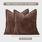 HPUK Fall Chenille Soft Throw Pillow Covers 18x18 Set of 2, Accent Cushion Covers for Living Room, Bedroom, Decorative Solid Color Pillow Covers for Couch, Sofa, Chair, Chocolate