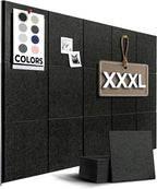 WALLHERO Vision Board - Large Cork Board for Walls 59" x 36", Black Bulletin Board | 15 Pack Felt Wall Tiles | Cork Boards for Office Pin Board Tack Board Cork Boards