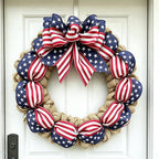 250th Anniversary Patriotic Wreath, 1776-2026 American Independence Day Wreath,16 in Red White Blue Front Door Wreath, Indoor Outdoor Home Decor for 4th of July, Memorial Day, Veterans Day (New)