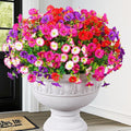 MARTINE MALL 24 Bundles Look Real Artificial Flowers for Outdoors, Realistic Fake Outdoor Flowers, UV Resistant Silk Petunia Flowers for Outside Faux Flowers Plants for Outdoor Porch, Mix Colors
