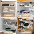 Expandable Closet Shelf Wall-Mounted Metal Storage Rack Adjustable Closet Rod DIY Divider Separator Space Saving for Cabinet Wardrobe Cupboard Kitchen Pantry Cupboard, 17.2-27.7 Inches