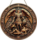 St. Michael San Miguel Arcangel Wall Pediments Home Decor Door Sign Plaques Hanging Pendant Decorations Batter Guard Angel Christian Religious Ornaments (A)