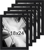 KTKDE Studio Gallery 18x24 Select Poster Frame Set of 5, Wooden frames black Display Poster, Posters & Art Prints for Artwork Wall Vertical or Horizontal Display best gift