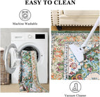 U'Artlines Washable Boho Area Rug, 2x3 Small Soft Non Slip Vintage Doormat for Indoor Front Door Green Mat Carpet for Entryway Kitchen Bathroom Bedroom