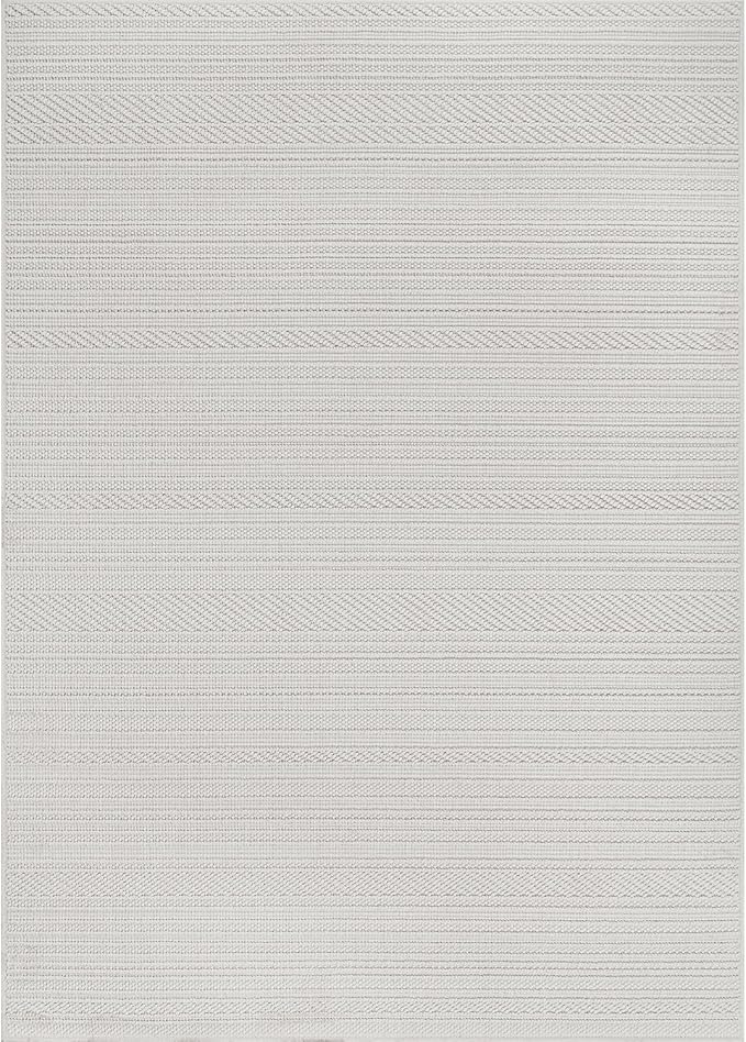 Micro Loop Indoor Rug White 6x9 Boho Geometric Neutral Area Rugs for Living Room Soft Luxury Modern Low and High Pile Durable Stain Resistant Non-Shedding Indoor Area Carpet 6 x 9