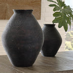 Signature Design by Ashley Hannela 12" Modern Distressed Polyresin Vase, Antique Brown