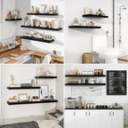 RICHFOCUS 16Inch Floating Shelves for Wall 2 Pack Shelves for Bedroom|Kitchen|Bathroom Wall Mounted Rustic Wood Floating Shelf with Invisible Brackets for Books|Storage|Decor, Black