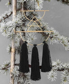 IOWER Boho Wall Decor Black Macrame Wall Hanging Metal Art Cute Home Small Decor for Livingroom Bedroom12 H