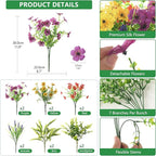 Homsunny Artificial Fake Flowers Plants Outdoors Spring Decor, Faux Flowers Silk Daisy Eucalyptus Plants UV Resisitant for Outside Planter Pot Front Porch Garden Patio Decoration(12 Bundles)