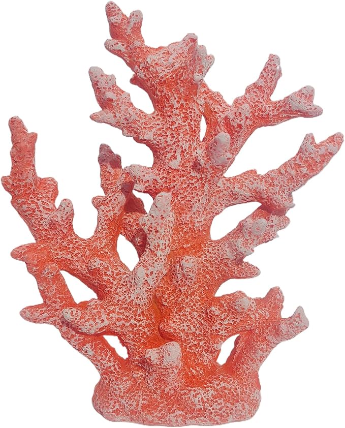 Etlemonde Beach Coastal Decor Coral Reef Home Decor Statue Sculpture Home,Desk,Bathroom,Desktop Shelf Statue,Marine Themed Gifts (Red Orange Coral)