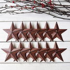 3.8-Inch Metal Barn Star，Metal Star for Outside Texas Stars Art Rustic Vintage Western Country Home Farmhouse Wall/Door Decor, Set of 12. (Rusty)…