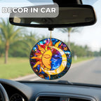 Sun and Moon Christmas Ornaments Decorative Ornament Round Acrylic Stained Glass Effect Window Hanging for Celestial Decor Moon Decor Sun Decor Sun, Hanging Tree Thanksgiving Gifts