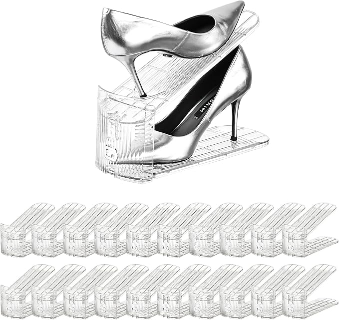 Shoe Slots Organizer，20 Pack Shoe Stackers for a Pair of Shoes,Adjustable Shoe Rack with Three Levels