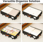Under Bed Storage Organizer with Wheels, Underbed Container with Clear Lid Cover, Storage Bag Box with Visiable Window for Clothes, Bedsheet, Pillow, 2 Pack，5.5 inches