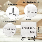 Modern Farmhouse Decor, Home Decor For Living Room, Boho Chic Aesthetic Shelf Decorations, Christian Trust Me God Acrylic Sign, Farmhouse Entryway Tv Stand Fireplace Coffee Table Decoration (16)