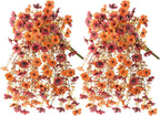 Artificial Faux Mums Fall Flowers for Outdoor Outside Decoration, 2 PCS Fake Silk Daisy Flower Plants Realistic UV Resistant for Home Porch Balcony Patio Autumn Decor (Orange Brown