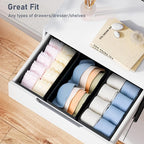 DIMJ Drawer Organizer - Small Clothes Organizer Set of 3, Drawer Dividers for Baby Clothes, Underwear, Socks, Bra, Belt, Tie - Black