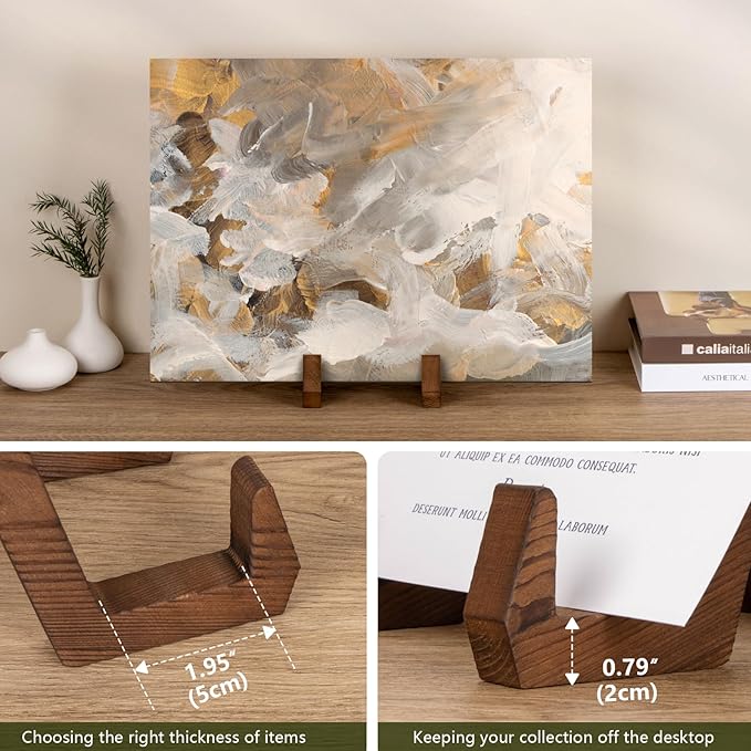 ANBOXIT Plate Display Stand, 8 Inch Plate Holder for Displaying, Decorative Picture Frame Dish Photo Plaque Platter Wood Stand