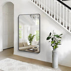 BONEWEI 55x36 inch Bathroom Mirror,Black Rectangle Mirror,Wall Mounted Bathroom Frame Vanity Mirror with Round Corner for Bedroom Living Room, Entryway Hangs Horizontal or Vertical