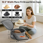 SLEEPING LAMB Cowboy Hat Box for Travel and Storage, Collapsible Cap Organizer Case with Handles & Shoulder Strap for Men Carry Cap Bag, Soft and Large Hat Box for Women Storage for Closet, Grey