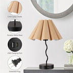 EOEYYOYB Pleated Table Lamp, Table Lamp for Bedroom, Bedside Lamps for Nightstand with Linen Lampshade, Modern Lamp for Bedroom Home Office Decor, Burlywood